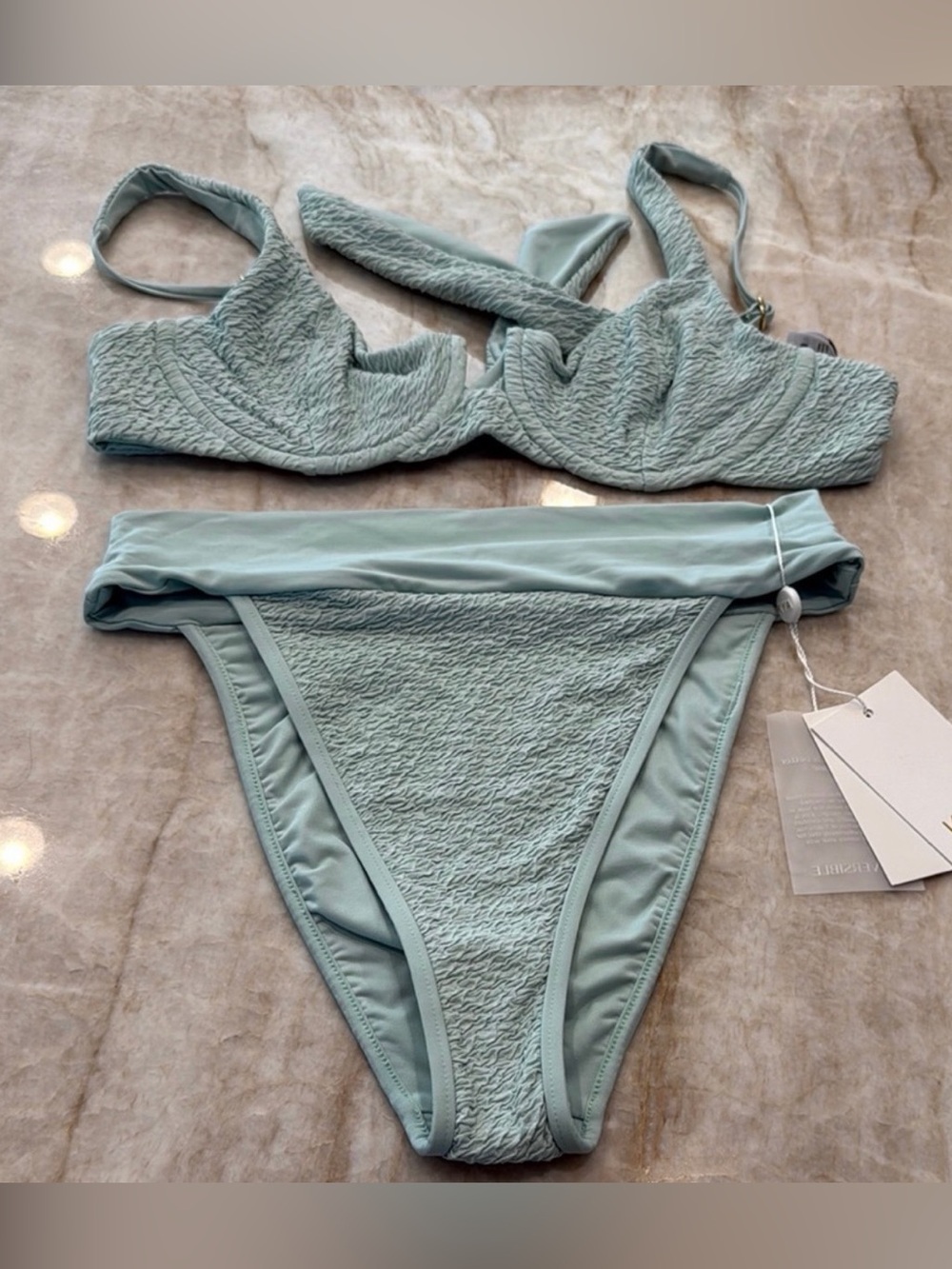 X JESSI MALAY NOELLE TOP - (SEAFOAM SCRUNCH/SEAFOAM)